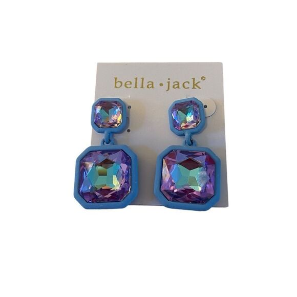 Bella•Jack Beautiful Faceted Iridescent Light Blue/Lavender Drop Earrings - Picture 4 of 7